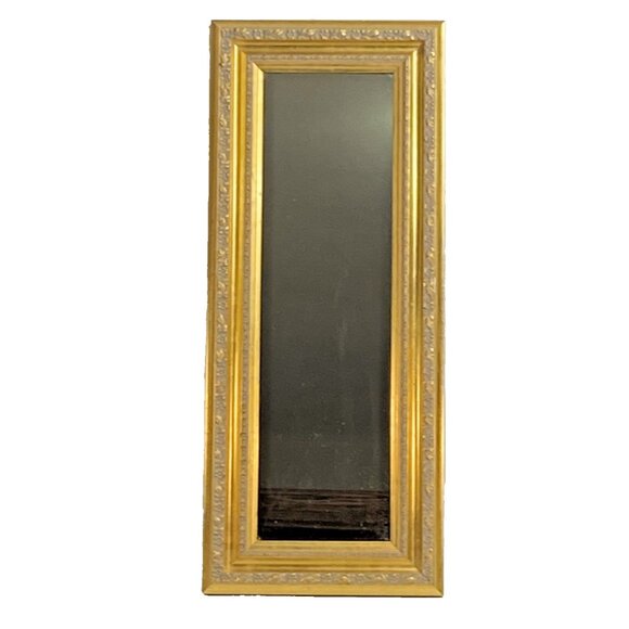 Gold Framed Wall Mirror Rectangle Floral Bombay Company Composite 10 x 24 - Picture 1 of 8